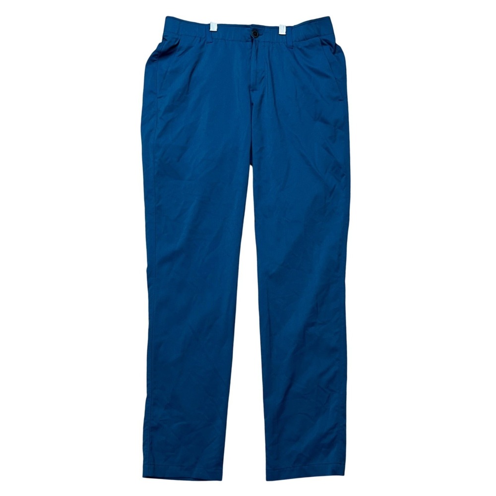 Under Armour Pants Mens 34x32 Blue Stretch Waistband Flat Front Golf Performance
